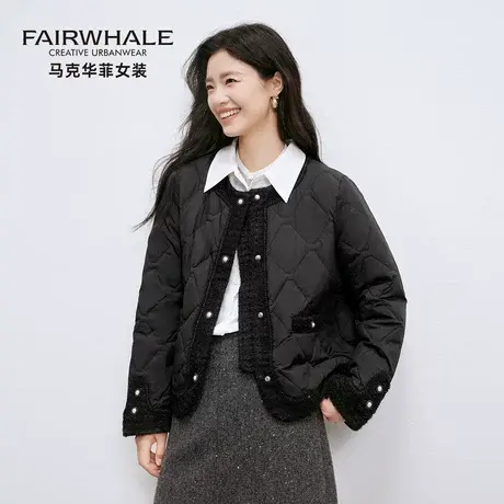 马克华菲小香风轻薄羽绒服女2025秋冬新款设计感小众气质圆领外套商品大图