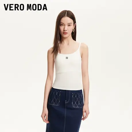 Vero Moda吊带女2025秋季新款自带胸垫字母刺绣修身吊带百搭背心商品大图