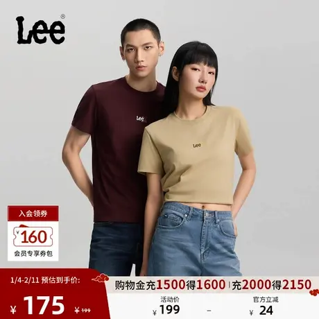 Lee26春夏新品标准版圆领小Logo印花图案男女同款短袖T恤休闲潮图片