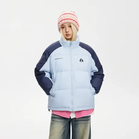 潮牌拼接立领棉服女冬季加厚外套2023新款复古宽松保暖面包服棉衣图片