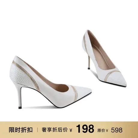 熙漫2023春夏新款设计感单鞋拼接高级感小众高跟鞋细跟百搭女鞋子图片