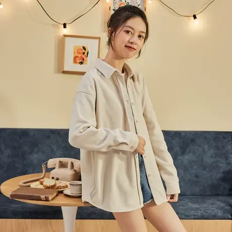 唐狮长袖衬衫女春秋新款外套设计感小众宽松白色衬衫衣港味上衣图片