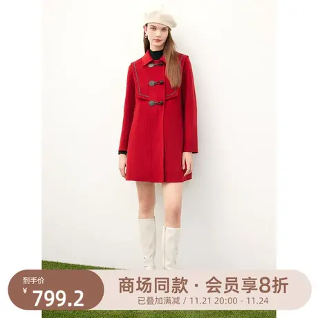 首降|歌莉娅小个子双面呢大衣女冬季新款天丝羊毛中长款外套商品大图