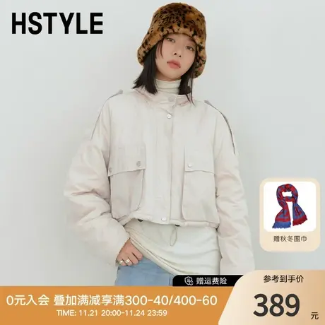 韩都衣舍2023冬装新款韩版宽松短上衣外套棉衣棉服女NW12611图片