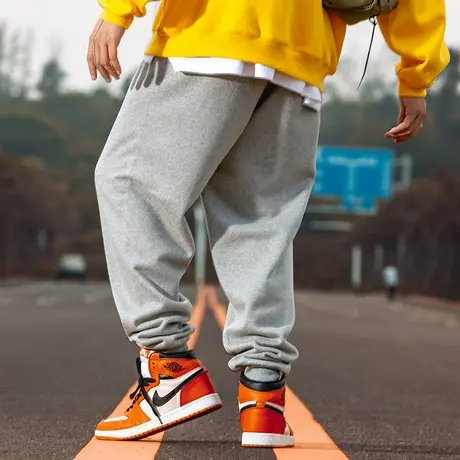 休闲运动裤男冬季潮牌oversize束脚运动卫裤男国潮ins潮加肥加大图片