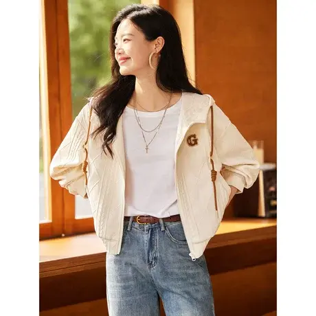 时尚气质夹克长袖外套2023年秋季新款淑女温柔立领休闲显瘦上衣商品大图