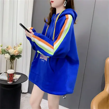 设计感半拉链加绒卫衣女2022年新款秋冬洋气宽松oversize外套上衣商品大图