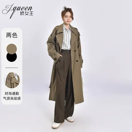 风衣外套女2024春季新款韩版宽松休闲时尚高级感系带收腰长款大衣图片