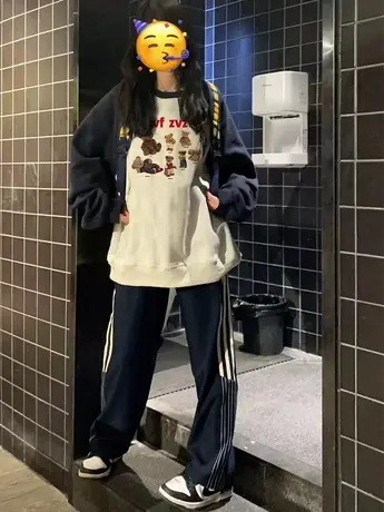 美式复古插肩袖卫衣女春秋薄款宽松上衣oversize慵懒风小个子外套商品大图