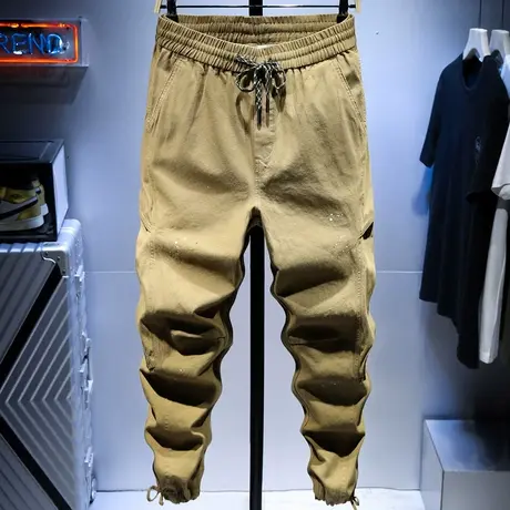 2021春夏款日系复古工装裤男潮牌直筒宽松男士休闲长裤哈伦裤束脚商品大图