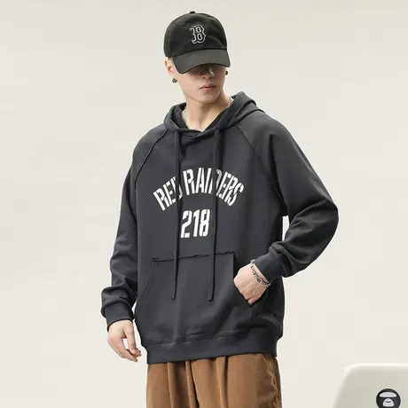 连帽潮牌卫衣字母数字印花时尚卫衣男大码港风休闲高档秋季男装图片