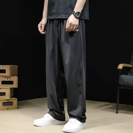 冰丝轻薄运动休闲裤男直筒2024新款夏季宽松潮大码九分速干空调裤商品大图