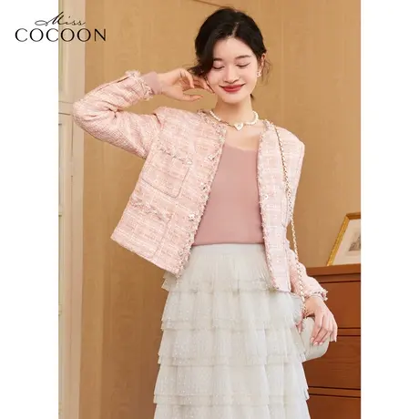 missCOCOON法式复古小香风外套女2023新款春季显瘦气质短外套上衣图片