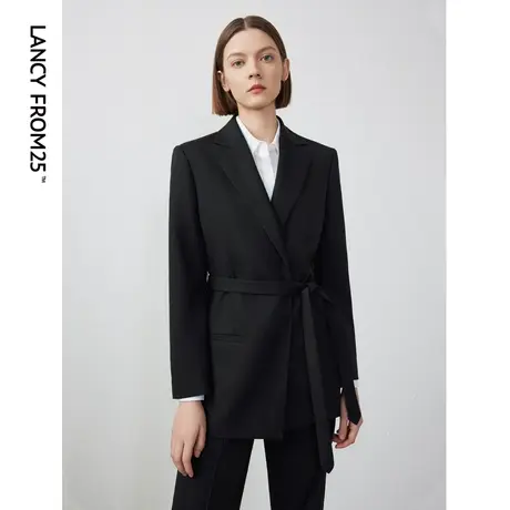 朗姿纯羊毛黑色职业高级感气质收腰西服外套女2024年春季新款西装图片