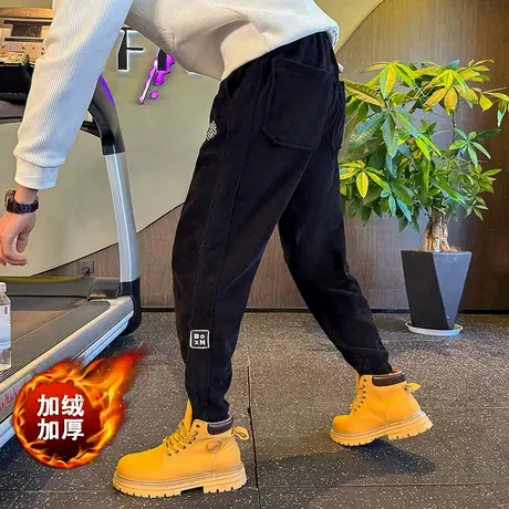 灯芯绒加厚男裤冬季2023新款潮牌宽松束脚休闲裤冬款加绒哈伦卫裤商品大图