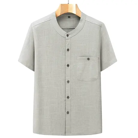 2023夏季新款男短袖T恤亚麻复古中国风清凉透气半袖打底小衫大码商品大图