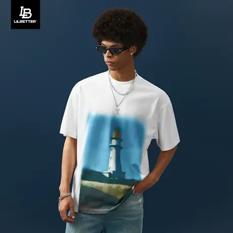 Lilbetter爱德华·霍普联名男士短袖t恤美式复古T恤印花半截袖lb商品大图