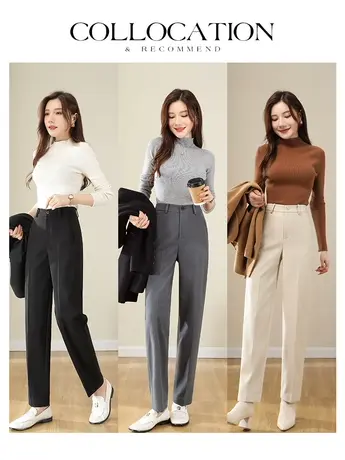 【蜜蜂惊喜社】OSA欧莎高腰直筒毛呢西装裤商品大图