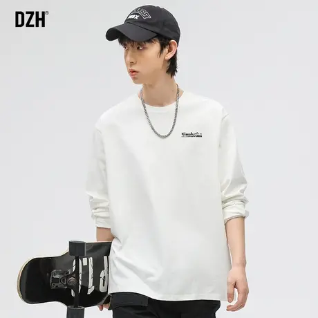 男生圆领长袖t恤男纯棉套头上衣2024年春季高级感男装内搭打底衫商品大图