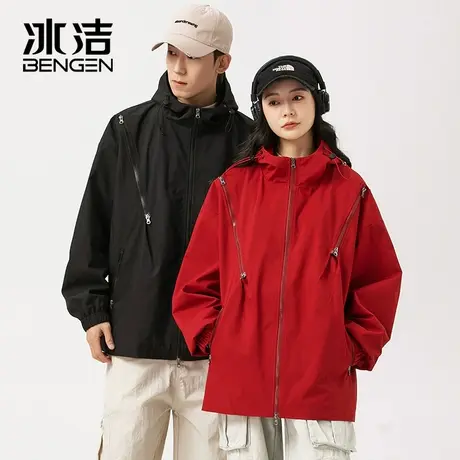 冰洁工装夹克情侣春季2024新款户外登山服男女防风防水冲锋衣外套商品大图