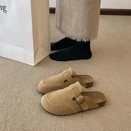 勃肯鞋女2024年春季厚底软木懒人博肯半拖外穿一脚蹬包头凉拖鞋子商品大图