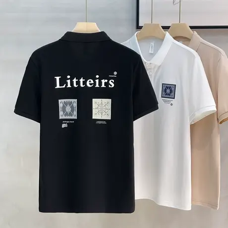 凉感索罗娜日系复古短袖T恤男polo衫潮牌美式翻领夏季新款宽松男商品大图