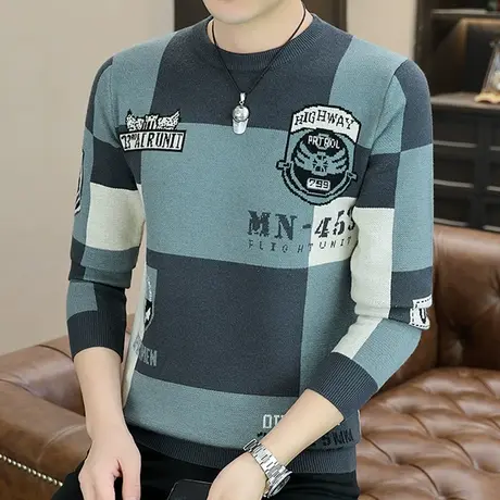 2022秋冬季新款男士毛衣韩版潮流时尚休闲长袖针织打底衫毛线衣男商品大图