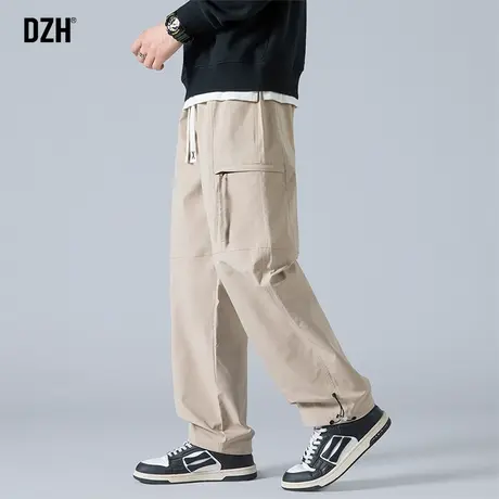 男士卡其色工装裤子男宽松直筒休闲裤男款2024新款冲锋裤春季男裤商品大图