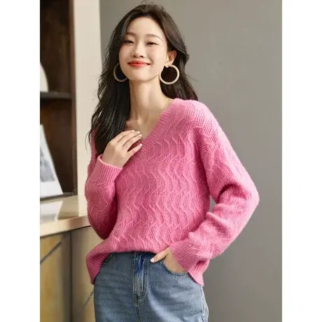 时尚气质减龄毛衣针织衫女士2023年初秋季新款宽松休闲上衣商品大图