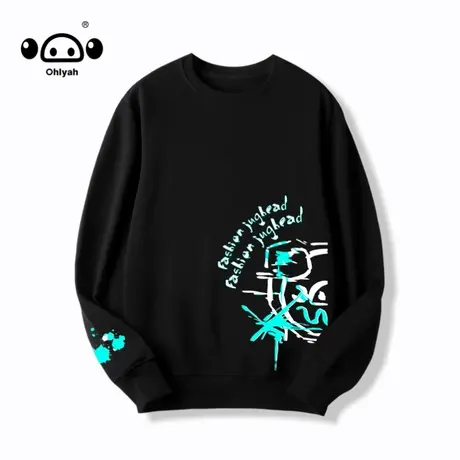 小猪圆领卫衣女oversize外套学生宽松大码情侣装春秋款潮牌ins商品大图