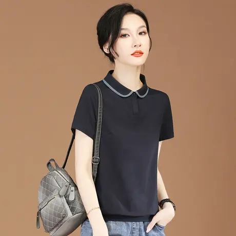韩潮袭人娃娃领纯色百搭显瘦短袖T恤2023夏季新款上衣设计感小众图片