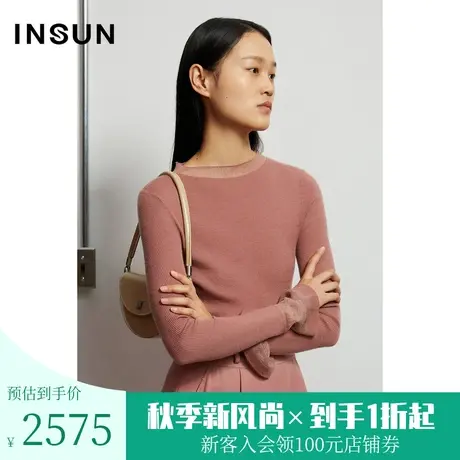 恩裳商场同款春季100%羊绒舒适打底衫细节领口袖口设计毛衫女图片