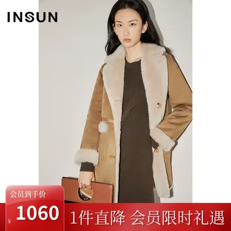 恩裳COVER冬季2022经典复古做旧压纹设计保暖舒适羊毛外套女图片