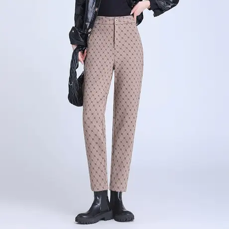 印花小直筒裤2023秋季新款中年女士显瘦休闲裤时尚通勤锥形萝卜裤图片