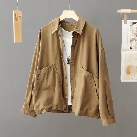 2023新款秋季休闲外套女短款百搭宽松大码春秋外套开衫长袖上衣女图片