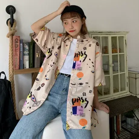 衬衫女2020复古港味设计感小众轻熟洋气百搭仙女范上衣冷淡风衬衣图片