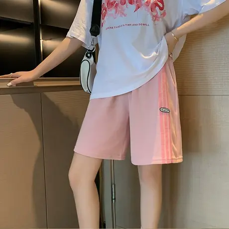 运动短裤女夏季宽松韩版中裤小个子阔腿裤高腰显瘦直筒休闲五分裤商品大图
