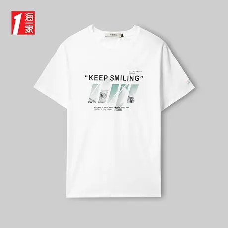 海一家时尚印花短T2023夏季新品舒适亲肤棉圆领休闲短袖T恤男商品大图