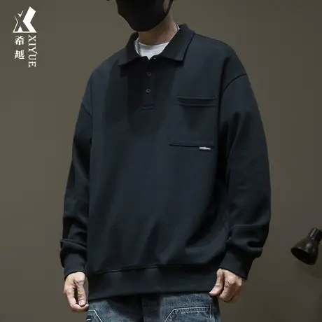 潮牌秋冬美式卫衣男有领大码polo衫男士2023新款爆款纯棉长袖男装商品大图
