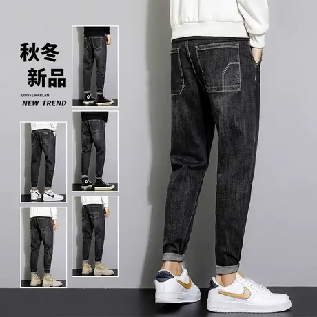 弹力工装牛仔长裤子男裤春秋款休闲裤男士直筒宽松2023年新款潮牌图片