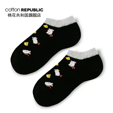 Cotton Republic/棉花共和国女士本命年可爱鼠提花清凉夏季短袜商品大图