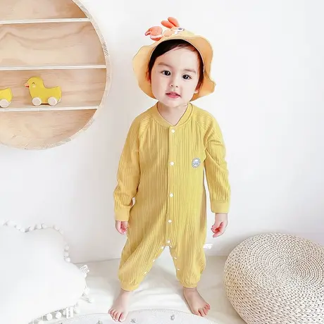 新生婴儿连体衣服薄款套装纯棉空调睡衣宝宝夏装长袖哈衣爬服秋季商品大图