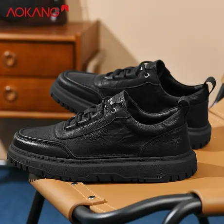 Aokang/奥康奥康男鞋新款皮鞋防滑休闲正装男士休闲黑色商务皮鞋图片