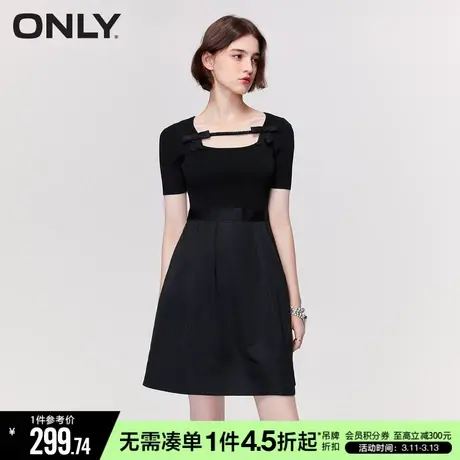 ONLY秋季气质针织拼接A字收腰短款连衣裙女|123207063商品大图