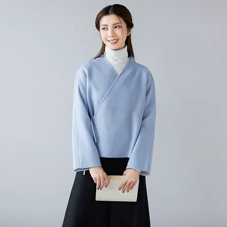 素飞2023春季新款茶人服国风唐装毛呢短外套民国风复古上衣女套装图片