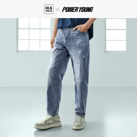 HLA海澜之家POWER YOUNG牛仔九分裤2023春夏新款轻薄牛仔九分裤男图片