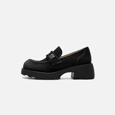 Nine West/玖熙2025年春季新款乐福鞋女圆头绒面厚底小皮鞋英伦风图片
