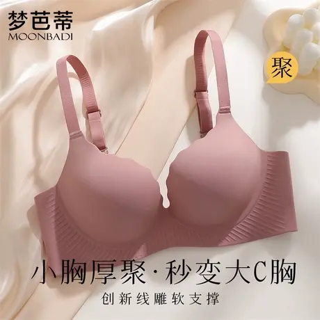 梦芭蒂小胸聚拢厚款内衣女无钢圈加厚上托显大调整型文胸液压无痕商品大图
