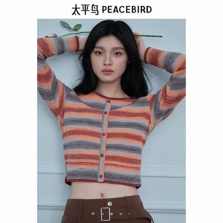【商场同款】太平鸟花纱针织线套衫上衣女秋季新款A3EEE3422商品大图