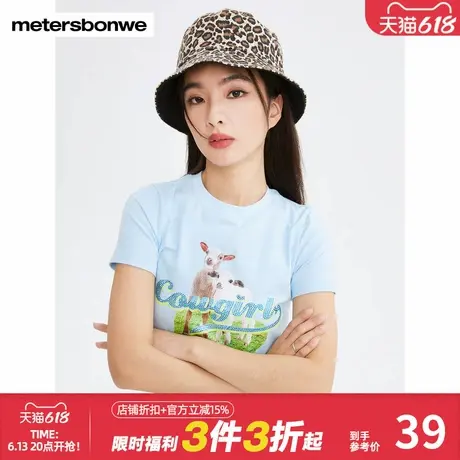 美特斯邦威T恤女士夏季新款简约圆领甜美上衣可爱短袖女商品大图
